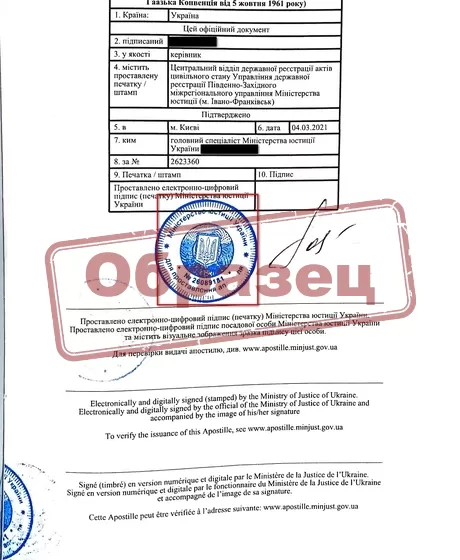 апостиль на дубликат свидетельства о рождении образец